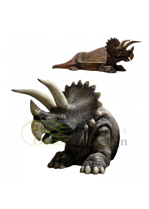 Figura dekoracyjna Dinozaur Triceratops Ławka